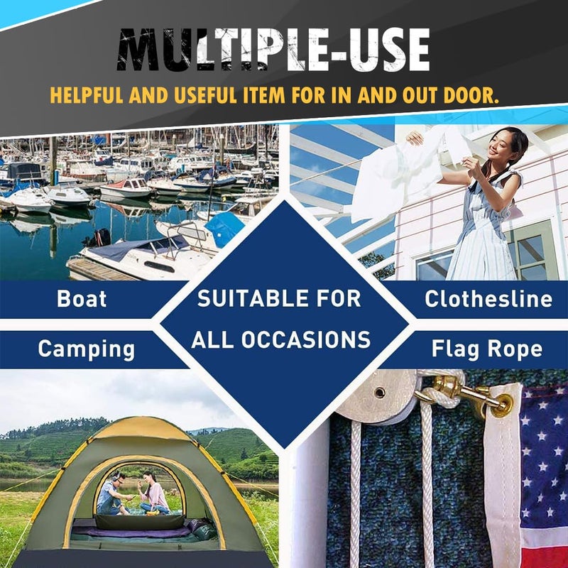PH PERKHOMY PerkHomy Cotton Rope 3/16"" (5mm) 100 ft Multi Purpose Utility Diamond Braided Cord  Natural Cotton for Clothes Line Camping Crafting Flag Pole  Natural White - Image 5